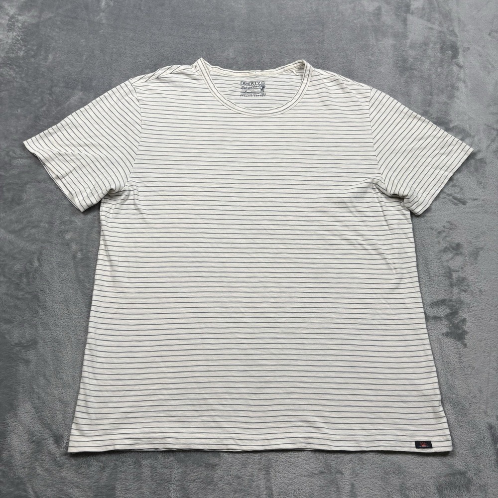 Faherty T Shirt Mens XL Striped Sunwashed Regenerative Organic Cotton